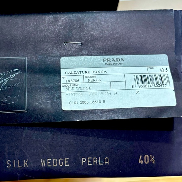 Prada silk wedge Perla sandal in deep silver color size 40.5 (fits 9.5 - 11) - Picture 7 of 7